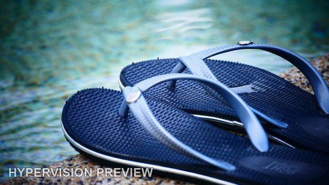 Blue Thongs with Darkened Frame Edges