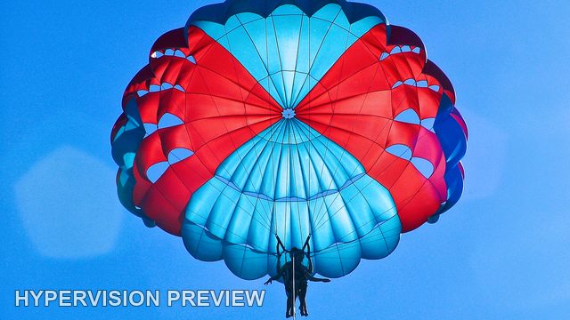 Red and Blue Parasail Canopy Close-Up