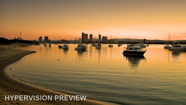The Spit Shoreline and Boats in a Warm Golden Grade