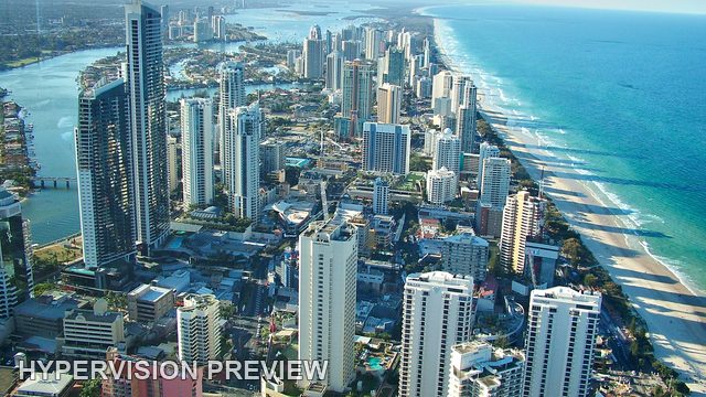 Surfers Paradise Towers and Ocean Beach from Above