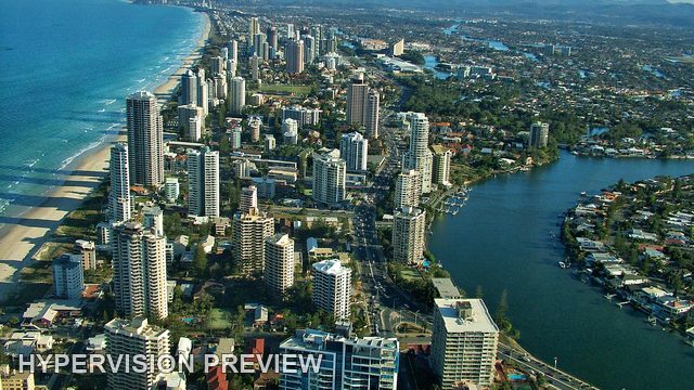 Surfers Paradise Skyline Between Ocean and River