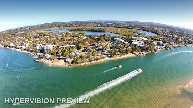 White Boat Wake Across the Noosa River