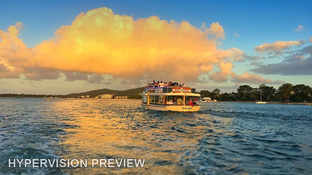 Ferry Wake in Warm Evening Light