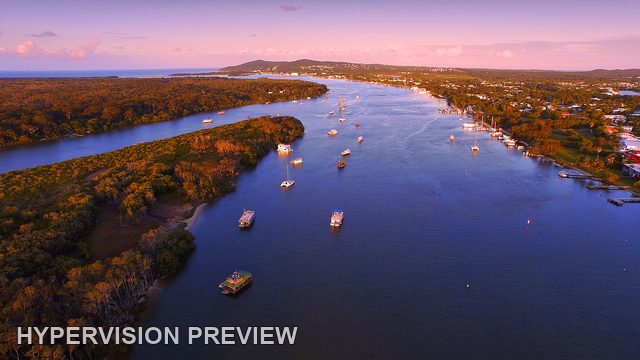 River Island and Boats in Purple Dusk