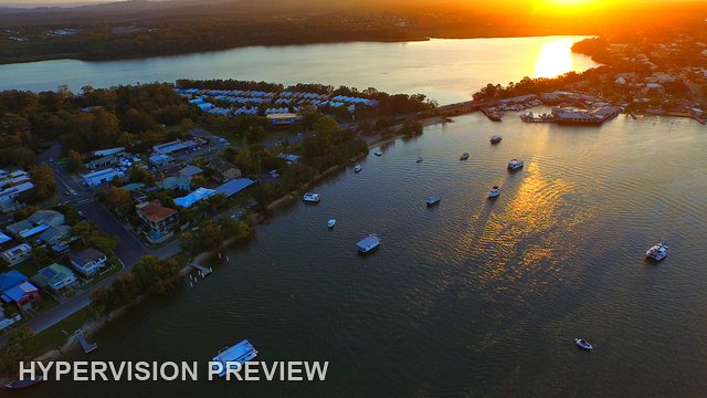 Sun Reflection Beside a Riverside Peninsula