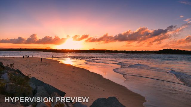 Rocky Beach Panorama at Sunset