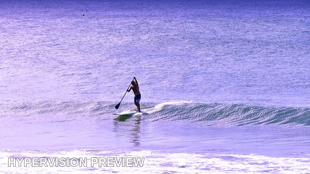 Stand-Up Paddleboarder on a Small Wave — Purple