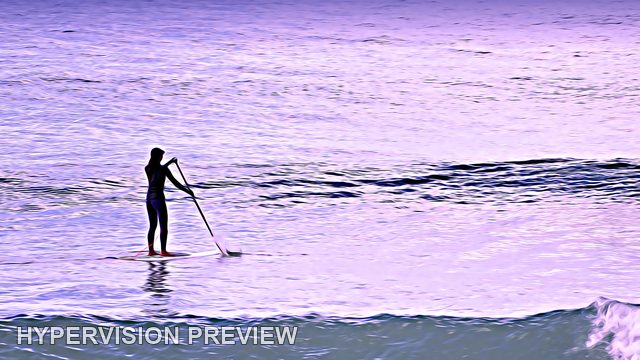 Paddleboard Silhouette on Shimmering Water — Purple / Painterly