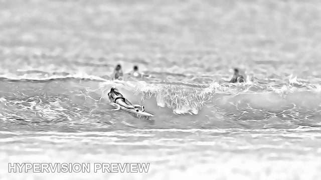 Surfer Crossing a Breaking Wave — Black and White / Painterly