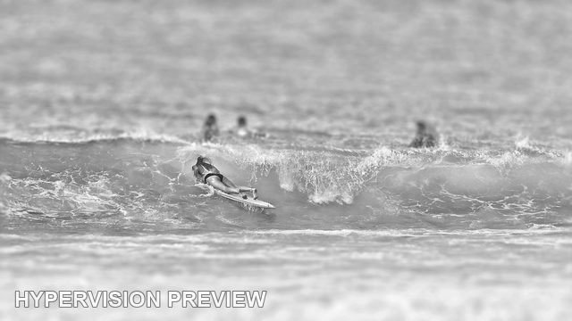 Surfer Crossing a Breaking Wave — Black and White