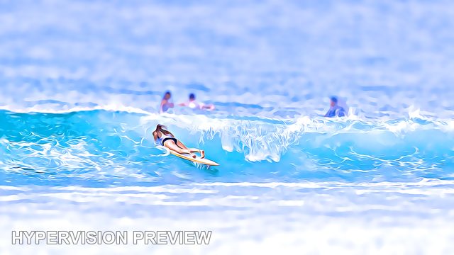 Surfer Crossing a Breaking Wave — Cool Blue / Painterly