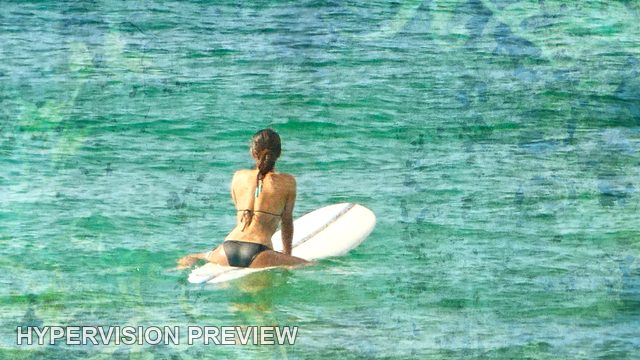Surfer Seated on a White Board — Textured Colour