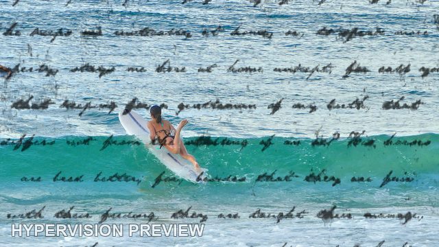 Abstract of Surfer Paddling Over a Green Wave — Handwriting Overlay Abstract