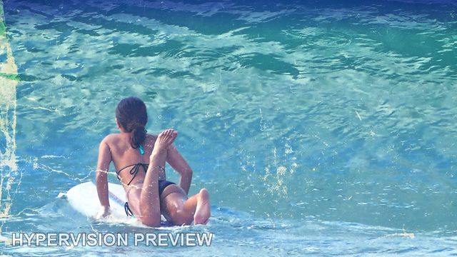 Resting on a Surfboard Between Waves — Textured Blue