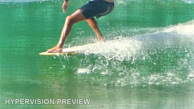 Abstract of Surfboard and Legs Cutting Across a Green Wave — Fine Textured Abstract