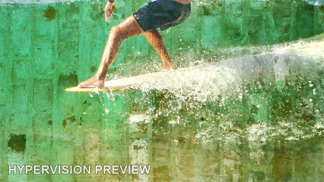 Abstract of Surfboard and Legs Cutting Across a Green Wave — Block Texture Abstract
