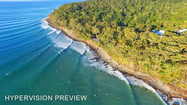 Aerial Coastline with Long Rolling Swells — Colour