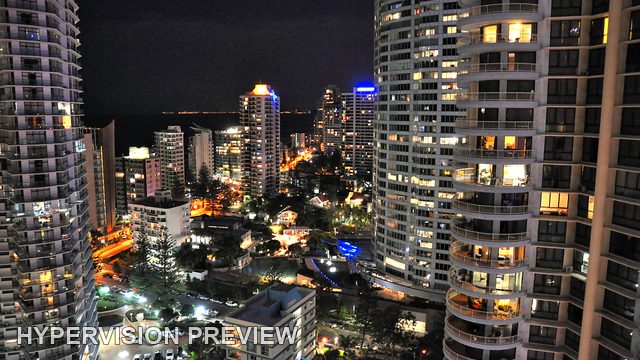 Night Skyline Framed by Gold Coast High-Rise Buildings