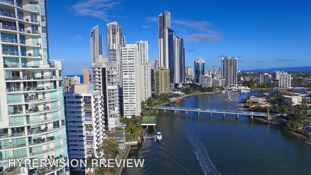 Gold Coast River Channel and Bridge from Above