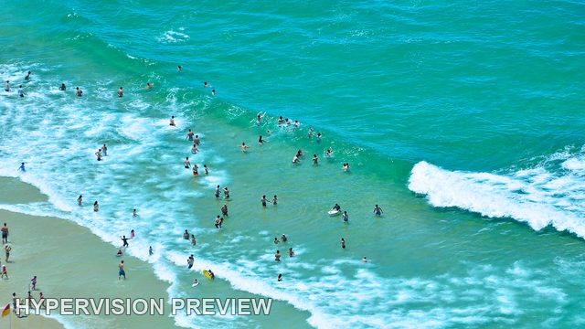 Swimmers in Turquoise Gold Coast Surf from Above