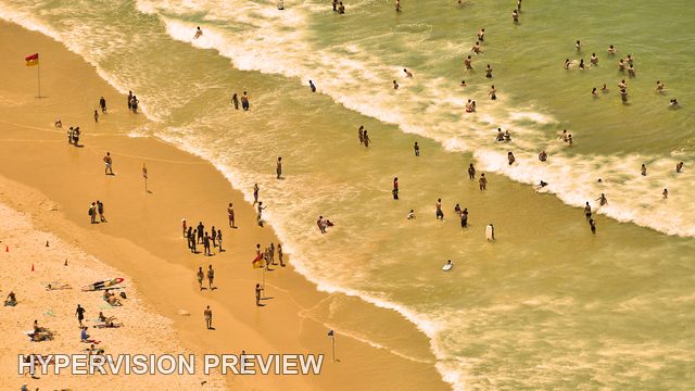 Gold Coast Beach Crowds in a Warm Golden Grade