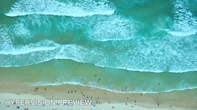 Turquoise Surf Bands Above a Busy Gold Coast Beach