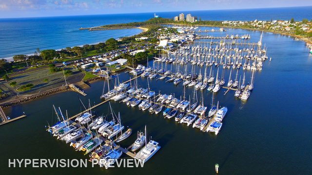 Mooloolaba Marina Berths and Coastal Spit from Above