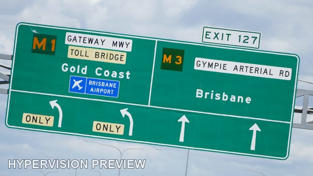 Gateway Motorway and Gympie Arterial Road Sign Close-Up