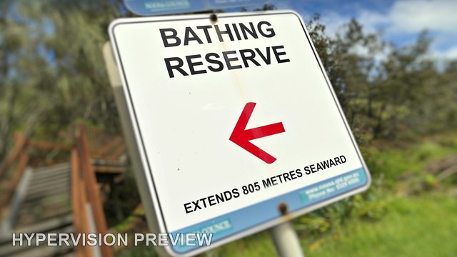 Bathing Reserve Sign beside Sunshine Beach Steps