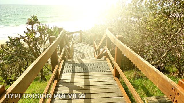 Sunshine Beach Boardwalk in Bright Sun Haze
