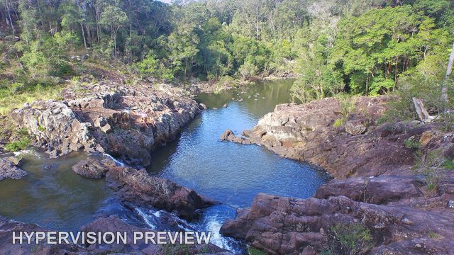 Aerial View of a Rocky Pool at Wappa Falls