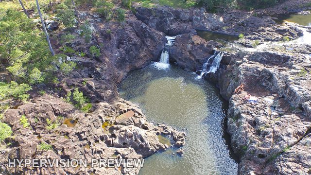 Aerial View of Twin Cascades and a Wappa Falls Pool