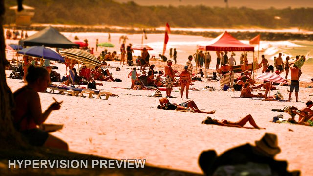Warm Beach Scene Viewed from Shade — Warm Edit
