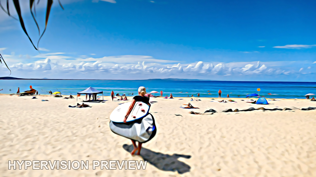 Surfer Carrying a Board Toward the Beach — Stylised Edit