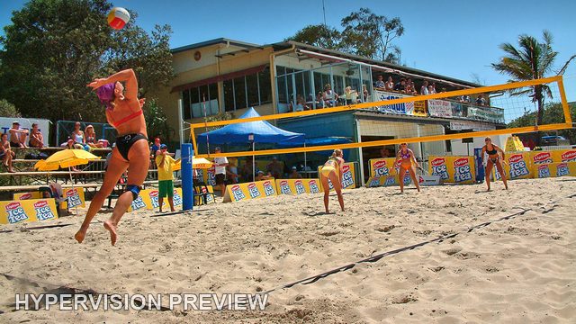 Beach Volleyball Beside the Waterfront