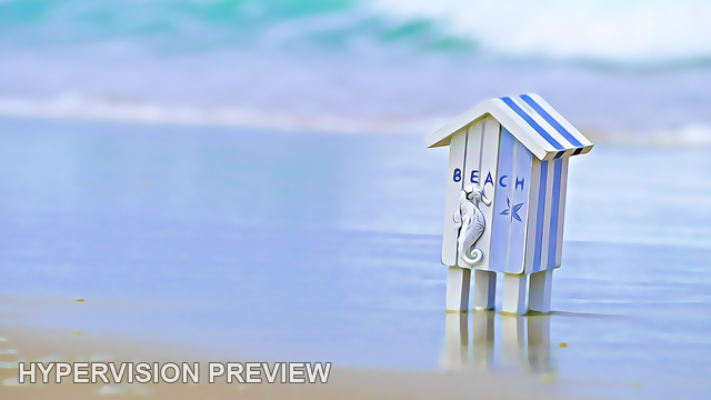 Miniature Striped Beach House in the Shallows — Stylised Edit