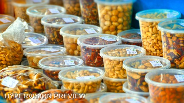 Tubs of Prepared Foods at a Market Stall