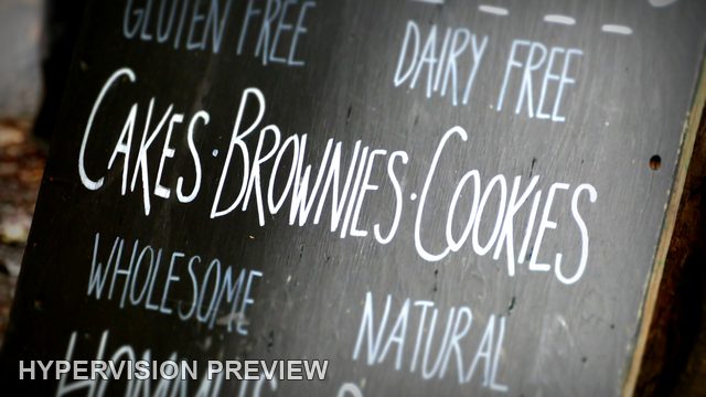 Cakes Brownies and Cookies on a Market Blackboard