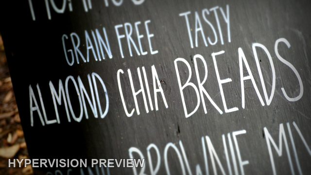 Almond Chia Bread Lettering on a Blackboard
