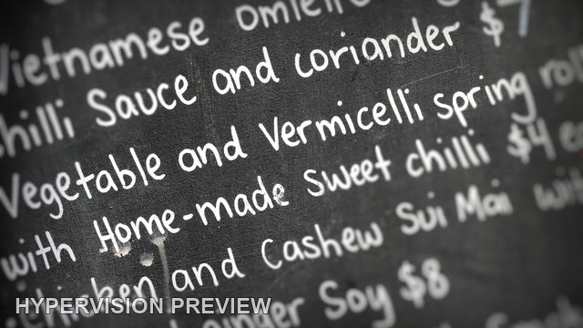 Asian Food Menu with Soft Focus Edges