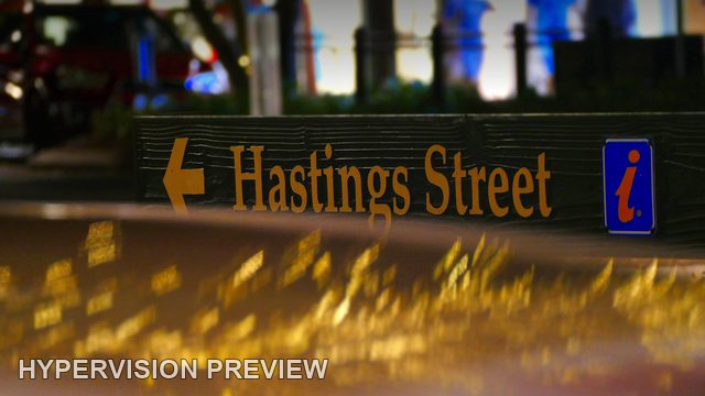 Hastings Street Direction Sign in Shallow Focus