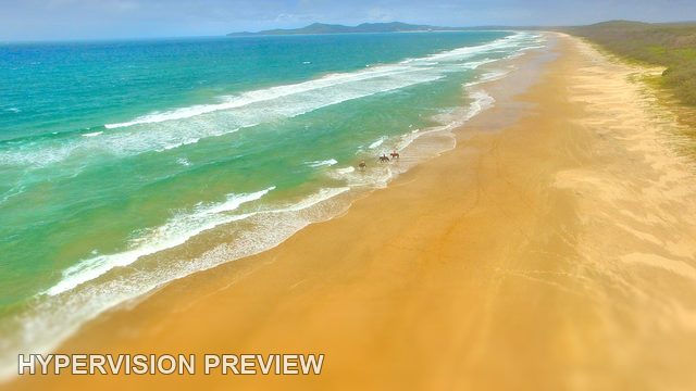 Aerial View Along a Golden Noosa Coast Beach