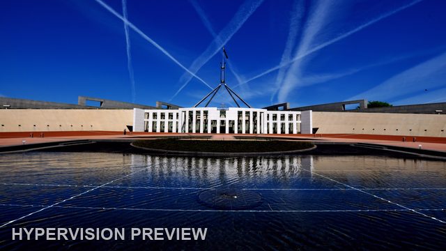 Parliament House Reflected in Forecourt Water