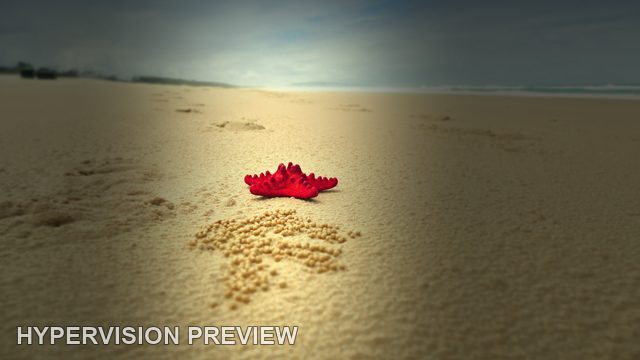 Red Starfish on Sand with a Dramatic Dark Vignette