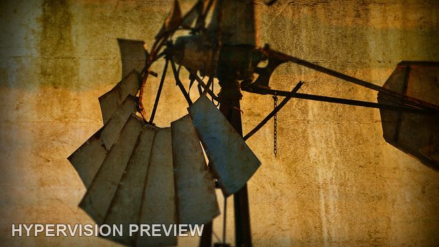 Broken Windmill with a Golden Grunge Texture