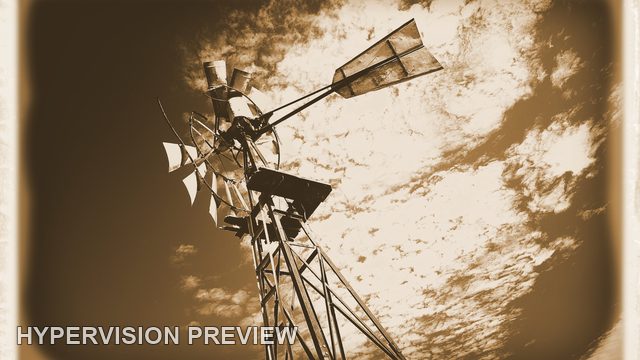 Windmill Tower in a Sepia Vintage-Style Frame