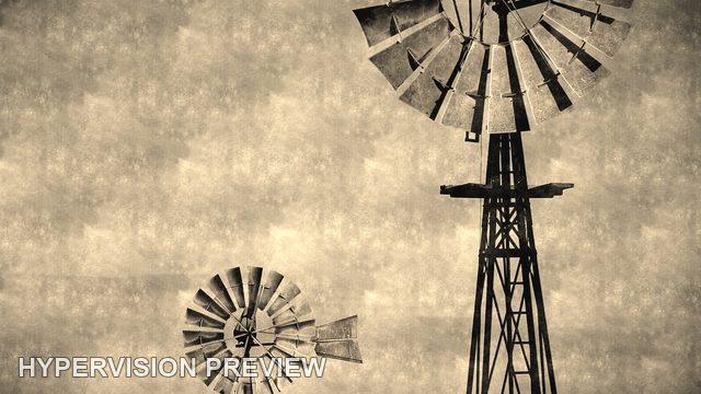 Two Rural Windmills in a Textured Sepia Composition