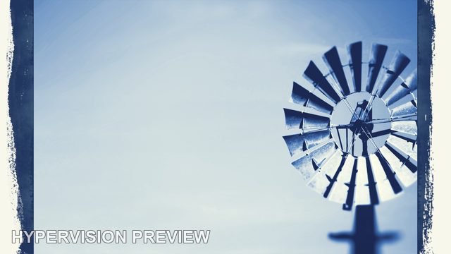 Right-Aligned Windmill in a Cool Blue Vintage Frame
