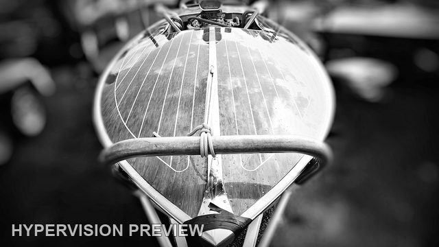 Pointed Timber Speedboat Bow - Black and White