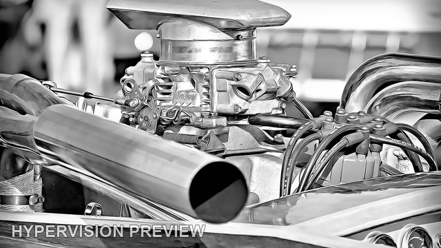 Powerboat Engine and Open Exhaust Pipe - Black and White Detail Treatment